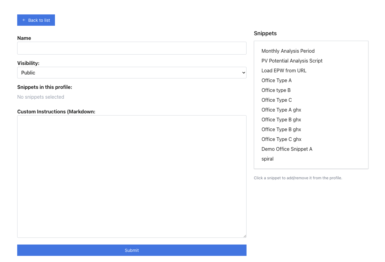 Snippet upload window